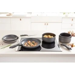 Set 3 Poêles Anti-adhésives Effet Pierre Et Manche Amovible -Cuisine À Domicile 20211 4 4 Set 3 poeles anti adhesives Effet Pierre et manche amovible Mathon