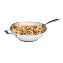 Lot Wok Tout Inox Et Couvercle Verre 30 Cm Excell'Inox -Cuisine À Domicile 209005 2 1 Lot wok tout inox et couvercle verre 30 cm Excell Inox Mathon