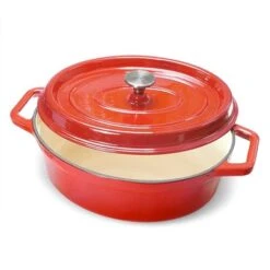 Cocotte En Fonte Ovale 33 Cm 6 L Rouge 7 Cocotte En Fonte Ovale 33 Cm 6 L Rouge -Cuisine À Domicile 213222 3 9 Cocotte en fonte ovale 33 cm 6 L rouge Mathon