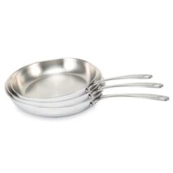 BEKA Lot 3 Poêles Tout Inox Belvia 20, 24 Et 28 Cm