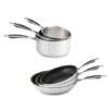 Batterie De Cuisine Excell'inox 3 Poêles Inox Revêtu Et 3 Casseroles Inox