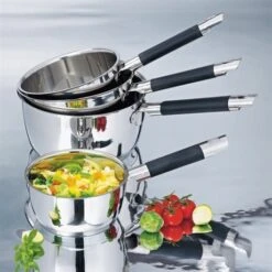 Cuisine À Domicile -Cuisine À Domicile 27934 1 5 Set de 4 casseroles inox Rapid Cook 14 a 20 cm Mathon