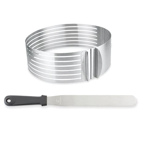 Set Couteau à Génoise Spatule à Glaçage Et Cercle à Trancher Extensible Inox 1 Set Couteau à Génoise Spatule à Glaçage Et Cercle à Trancher Extensible Inox