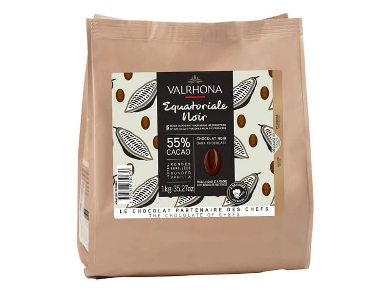 Chocolat Noir Equatoriale 55% - 1 Kg - Valrhona 1 Chocolat Noir Equatoriale 55% - 1 Kg - Valrhona